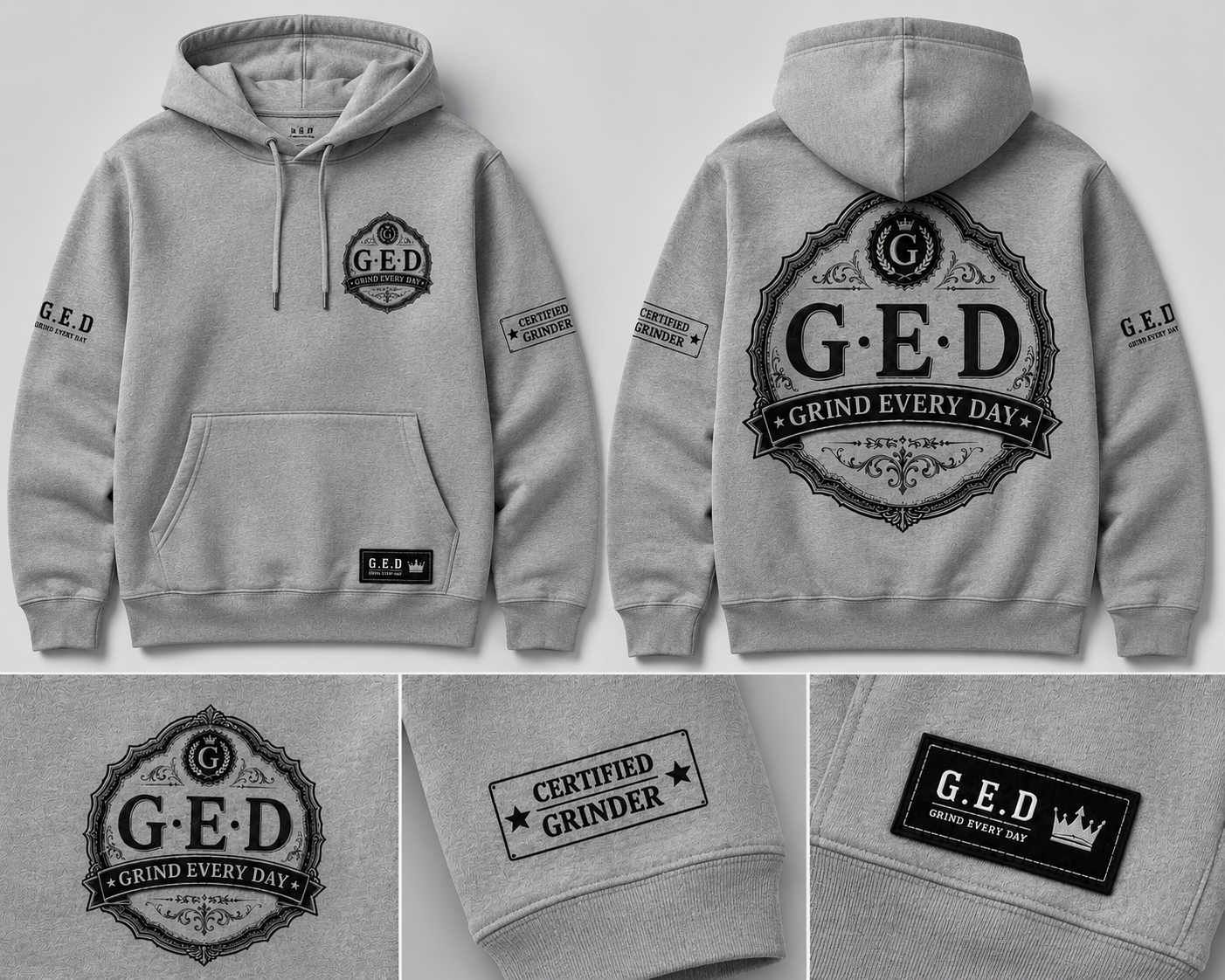GRIND EVERY DAY Hoodie-Gray