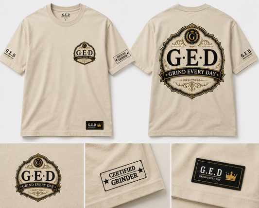 GRIND EVERY DAY Cream Tee