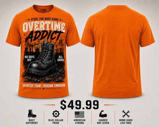 OVERTIME ADDICT-Orange Safety Tee
