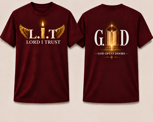 GOD OPEN DOORS/Burgundy Tee