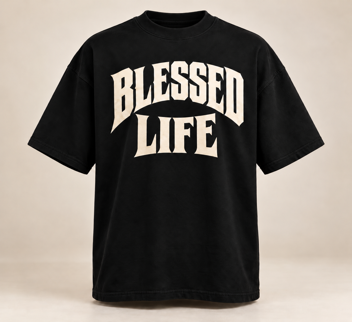 BLESSED LIFE-Heavyweight Black Tee