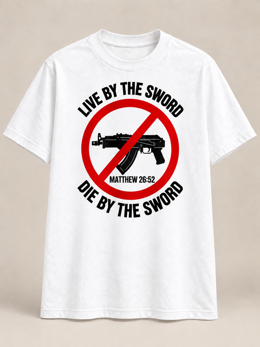 LIVE BY THE SWORD-White Tee