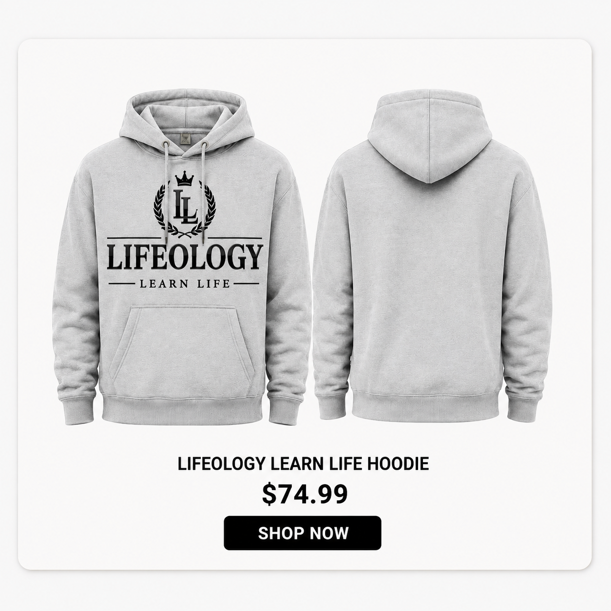LIFEOLOGY-Gray Hoodie
