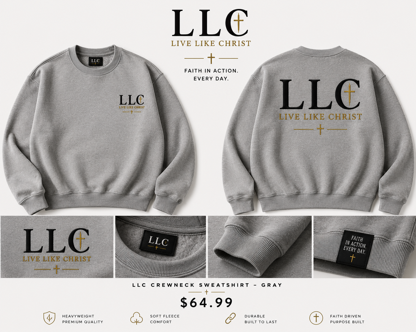 LLC Collection-LIVE LIKE CHRIST Signature Crew Neck Sweater