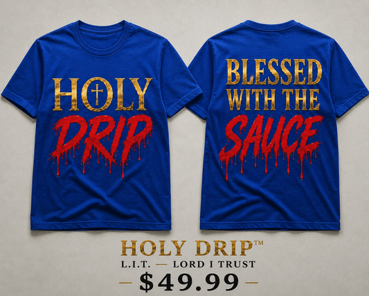 L.I.T Collection-HOLY DRIP/Blue Tee
