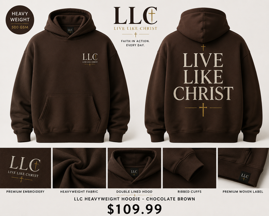 LLC Collection LIVE LIKE CHRIST- Chocolate Brown Hoodie